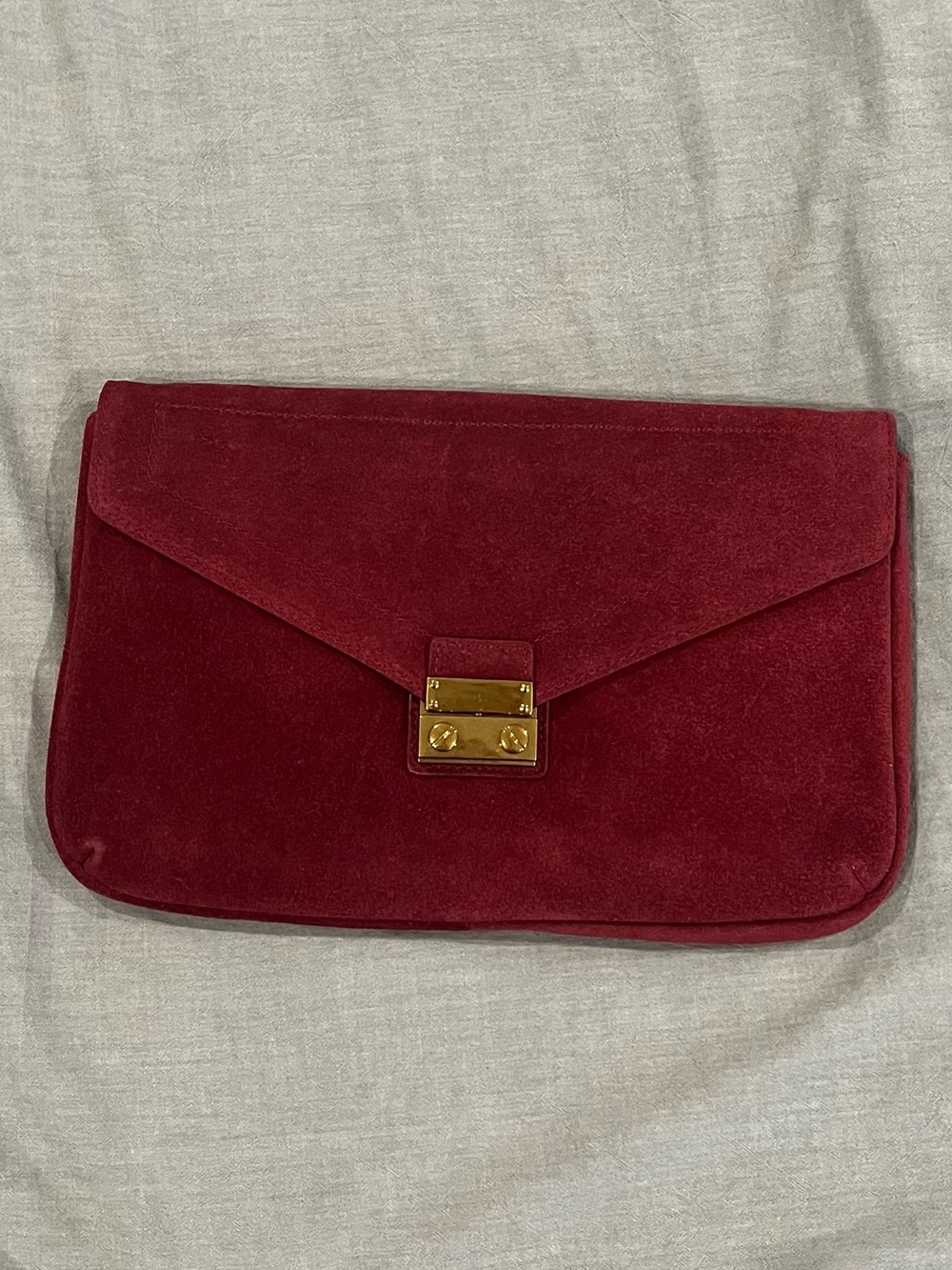 NWOT J.Crew Factory Suede Envelope Clutch in Deep Burgundy